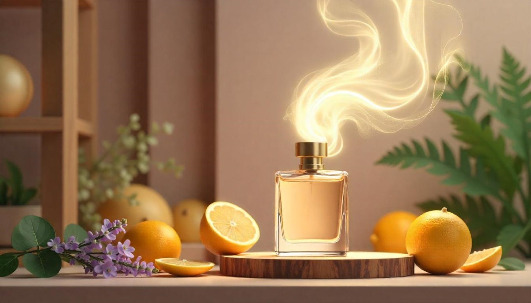 بطری عطر لوکس در محیط برندینگ بویایی عطر اساطیر